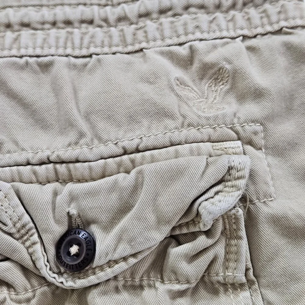 American Eagle Shorts Mens L Beige Cargo Utility Pockets Outdoor Gorpcore Grunge